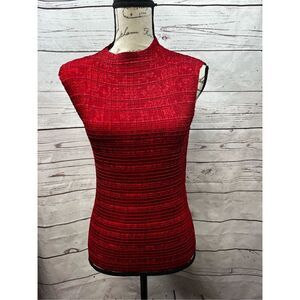 Petite Sophisticate Red Textured Mock Neck Sleeveless Top Size M‎